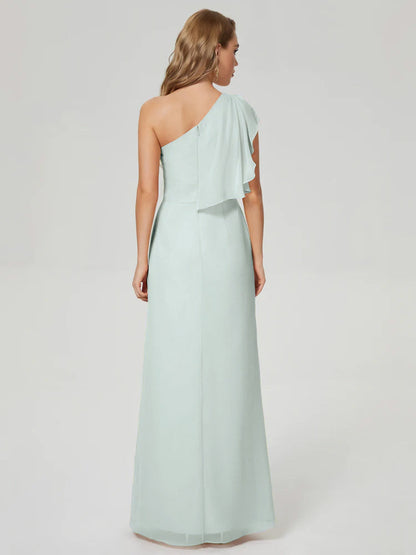 Samara Side Slit One Shoulder Chiffon Bridesmaid Dress