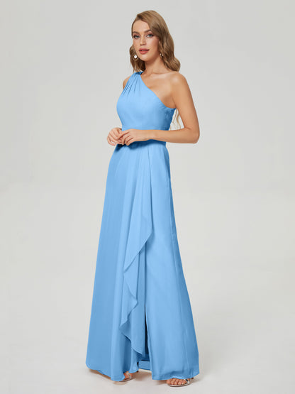 Samara Side Slit One Shoulder Chiffon Bridesmaid Dress