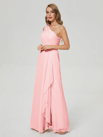Samara Side Slit One Shoulder Chiffon Bridesmaid Dress