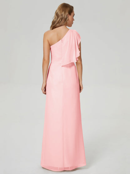 Samara Side Slit One Shoulder Chiffon Bridesmaid Dress