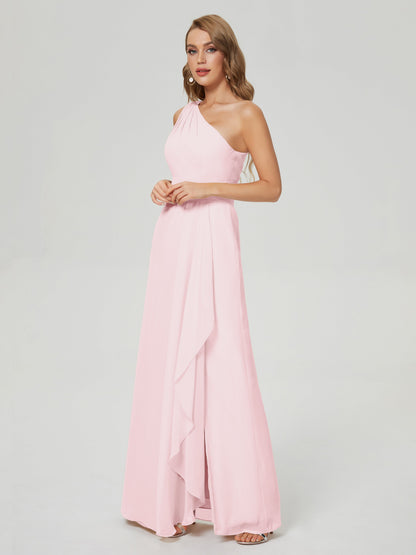 Samara Side Slit One Shoulder Chiffon Bridesmaid Dress