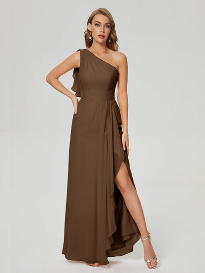 Samara Side Slit One Shoulder Chiffon Bridesmaid Dress