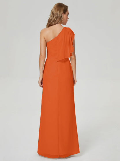 Samara Side Slit One Shoulder Chiffon Bridesmaid Dress