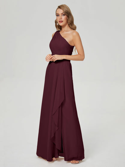Samara Side Slit One Shoulder Chiffon Bridesmaid Dress