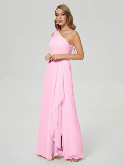 Samara Side Slit One Shoulder Chiffon Bridesmaid Dress