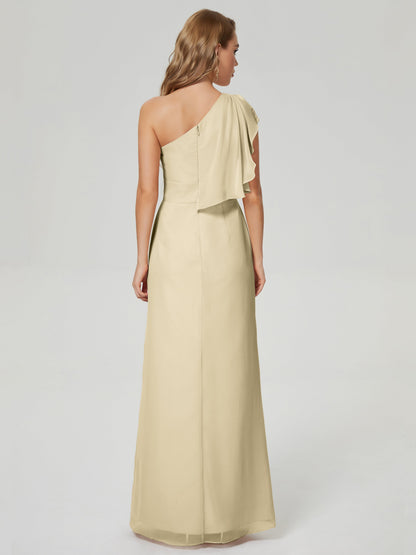 Samara Side Slit One Shoulder Chiffon Bridesmaid Dress