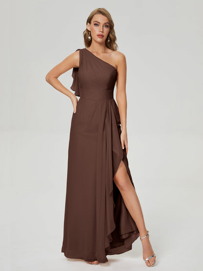 Samara Side Slit One Shoulder Chiffon Bridesmaid Dress