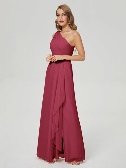 Samara Side Slit One Shoulder Chiffon Bridesmaid Dress