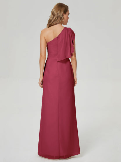 Samara Side Slit One Shoulder Chiffon Bridesmaid Dress