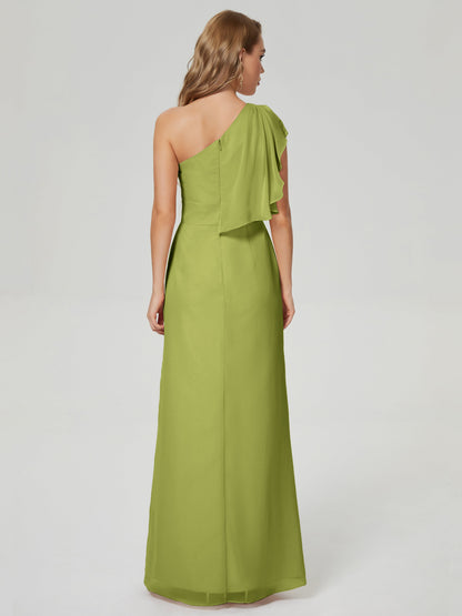 Samara Side Slit One Shoulder Chiffon Bridesmaid Dress