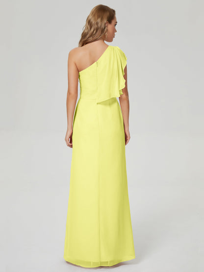 Samara Side Slit One Shoulder Chiffon Bridesmaid Dress
