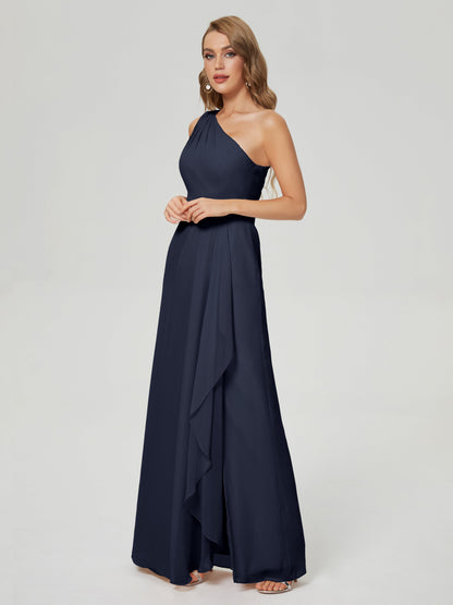 Samara Side Slit One Shoulder Chiffon Bridesmaid Dress
