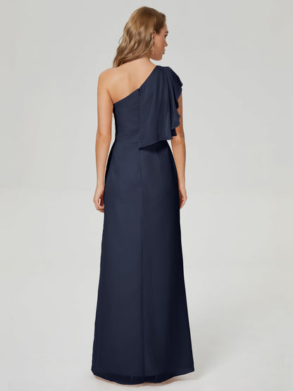 Samara Side Slit One Shoulder Chiffon Bridesmaid Dress
