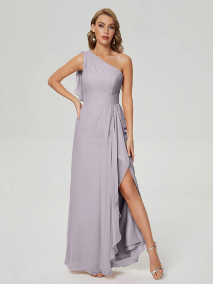 Samara Side Slit One Shoulder Chiffon Bridesmaid Dress
