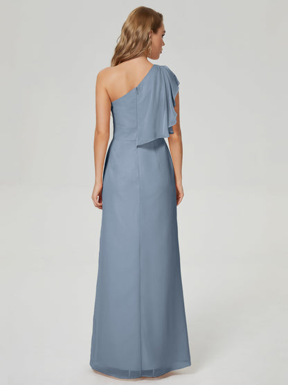 Samara Side Slit One Shoulder Chiffon Bridesmaid Dress