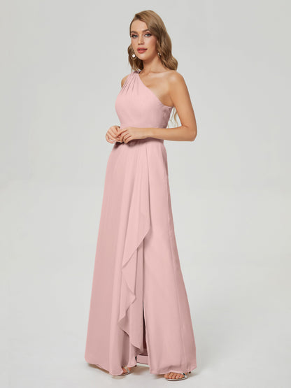 Samara Side Slit One Shoulder Chiffon Bridesmaid Dress
