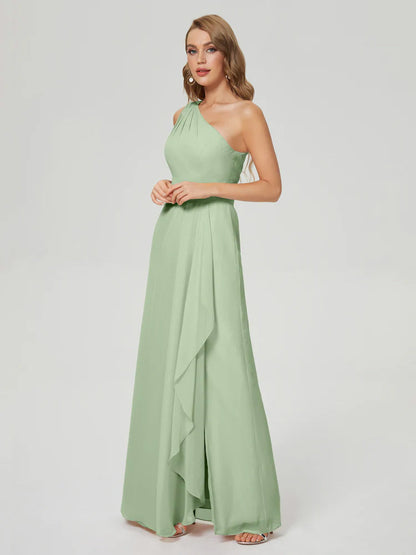 Samara Side Slit One Shoulder Chiffon Bridesmaid Dress