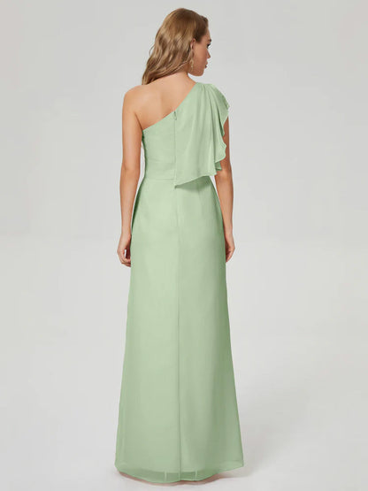 Samara Side Slit One Shoulder Chiffon Bridesmaid Dress