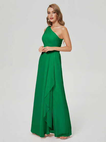 Samara Side Slit One Shoulder Chiffon Bridesmaid Dress
