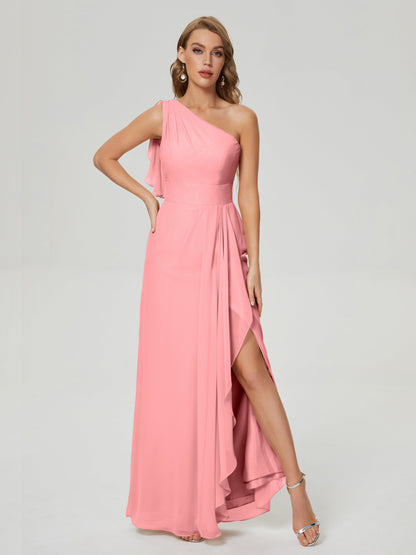 Samara Side Slit One Shoulder Chiffon Bridesmaid Dress