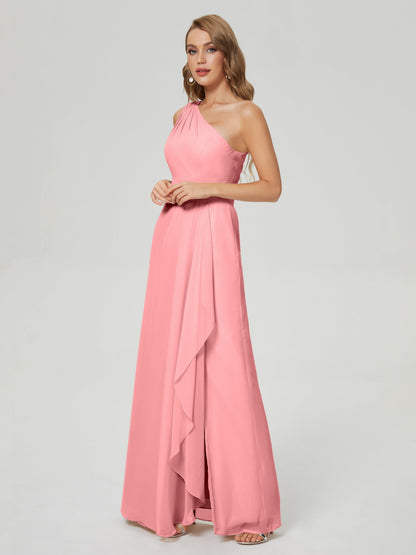 Samara Side Slit One Shoulder Chiffon Bridesmaid Dress