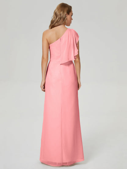 Samara Side Slit One Shoulder Chiffon Bridesmaid Dress