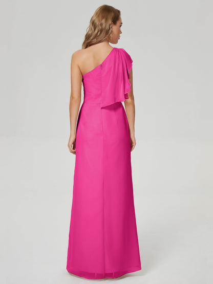 Samara Side Slit One Shoulder Chiffon Bridesmaid Dress