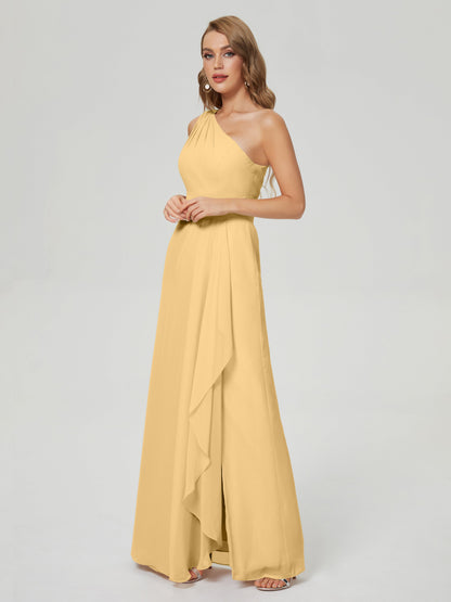 Samara Side Slit One Shoulder Chiffon Bridesmaid Dress