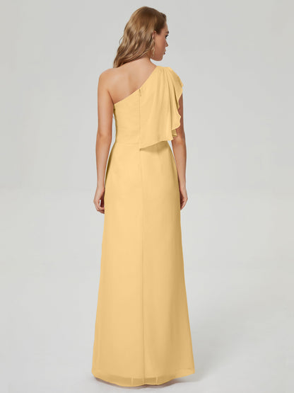 Samara Side Slit One Shoulder Chiffon Bridesmaid Dress