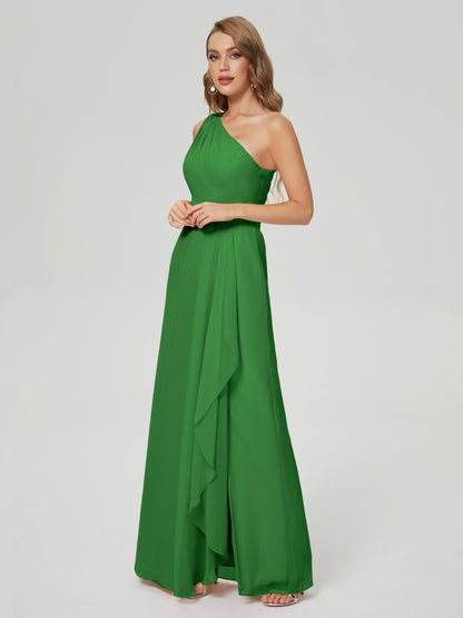 Samara Side Slit One Shoulder Chiffon Bridesmaid Dress