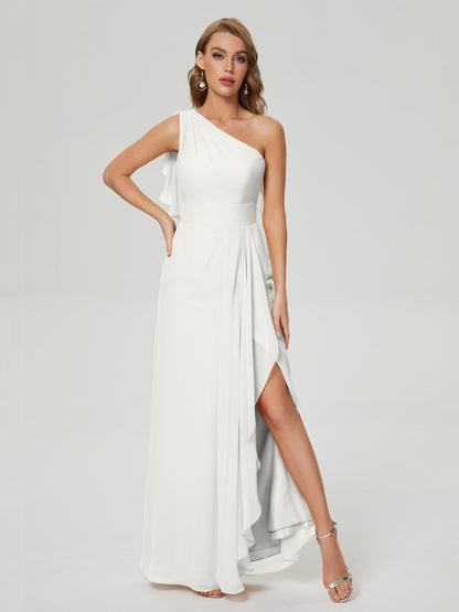 Samara Side Slit One Shoulder Chiffon Bridesmaid Dress