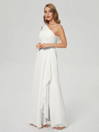 Samara Side Slit One Shoulder Chiffon Bridesmaid Dress