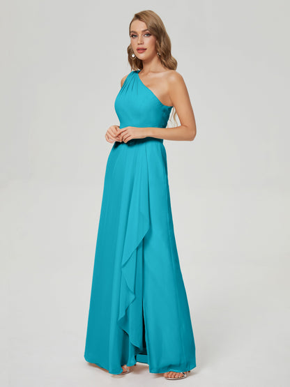 Samara Side Slit One Shoulder Chiffon Bridesmaid Dress
