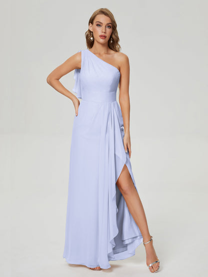 Samara Side Slit One Shoulder Chiffon Bridesmaid Dress