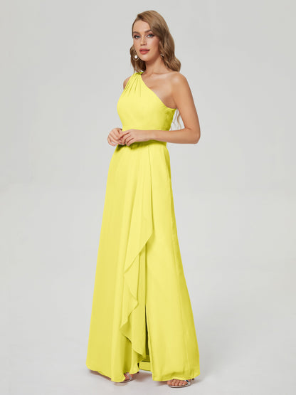Samara Side Slit One Shoulder Chiffon Bridesmaid Dress