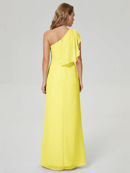 Samara Side Slit One Shoulder Chiffon Bridesmaid Dress