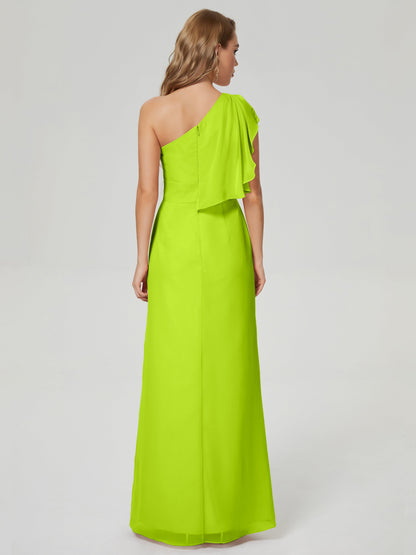 Samara Side Slit One Shoulder Chiffon Bridesmaid Dress