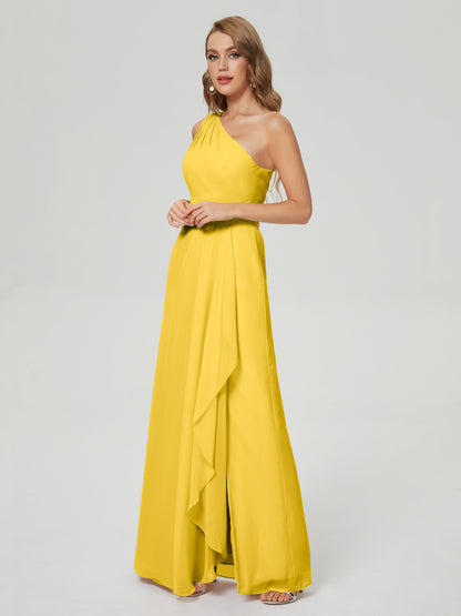 Samara Side Slit One Shoulder Chiffon Bridesmaid Dress