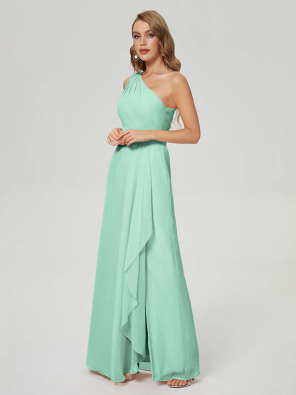 Samara Side Slit One Shoulder Chiffon Bridesmaid Dress