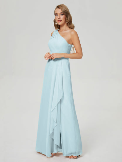 Samara Side Slit One Shoulder Chiffon Bridesmaid Dress