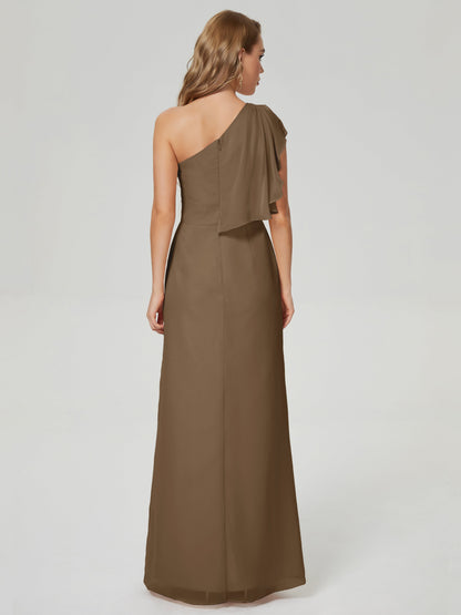 Samara Side Slit One Shoulder Chiffon Bridesmaid Dress