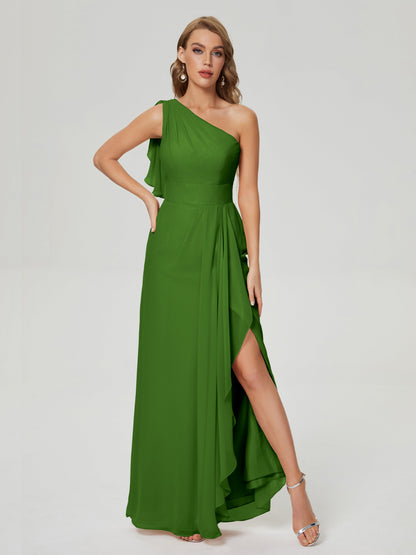 Samara Side Slit One Shoulder Chiffon Bridesmaid Dress