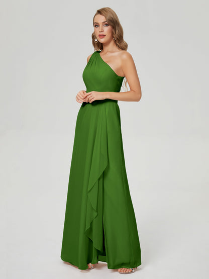 Samara Side Slit One Shoulder Chiffon Bridesmaid Dress