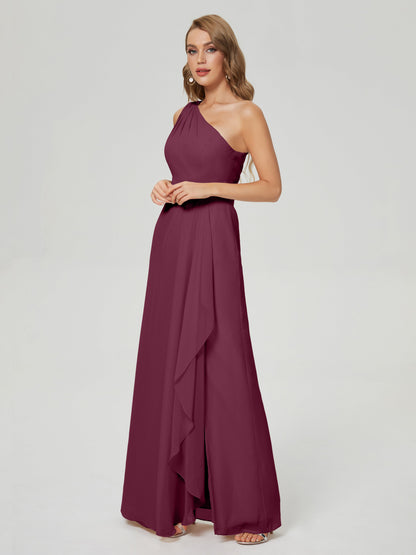 Samara Side Slit One Shoulder Chiffon Bridesmaid Dress