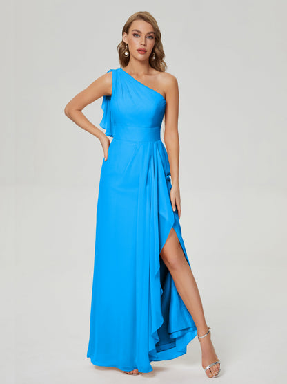 Samara Side Slit One Shoulder Chiffon Bridesmaid Dress