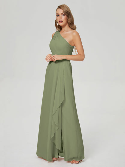 Samara Side Slit One Shoulder Chiffon Bridesmaid Dress