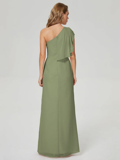 Samara Side Slit One Shoulder Chiffon Bridesmaid Dress