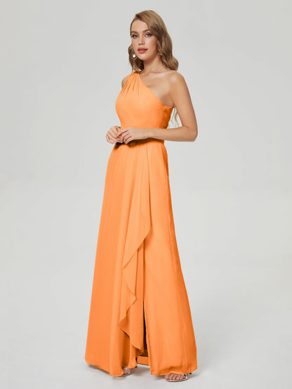 Samara Side Slit One Shoulder Chiffon Bridesmaid Dress