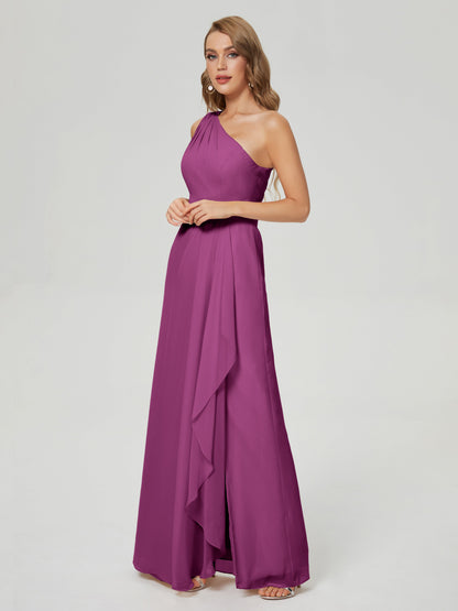 Samara Side Slit One Shoulder Chiffon Bridesmaid Dress