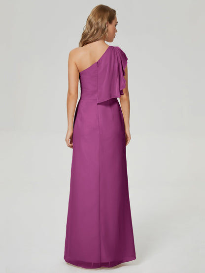 Samara Side Slit One Shoulder Chiffon Bridesmaid Dress